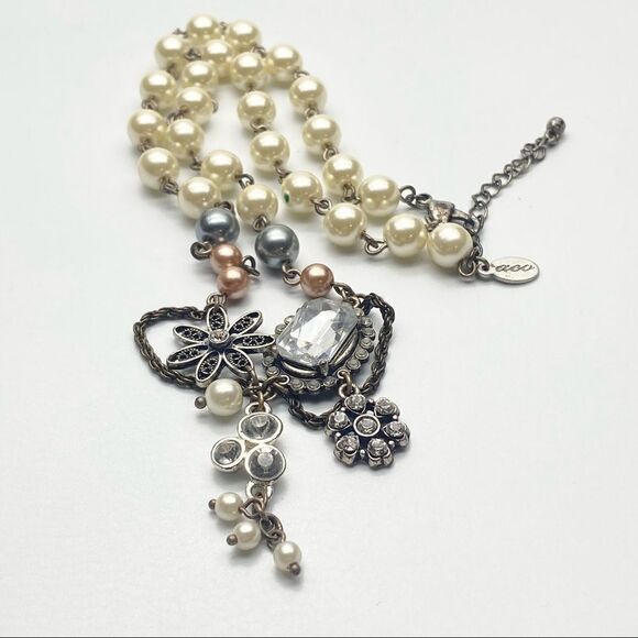 American Eagle AEO Pearl Rhinestone Pendant Necklace - Picture 2 of 9